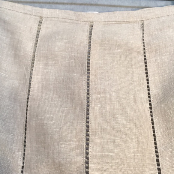 KATHRINE BARCLAY 100% Natural Linen Fully Lined 10 Gore Skater Skirt Side Zipper - Picture 7 of 15